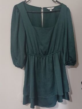 Speechless Forest Green Square-Neck Peplum Dress - New Without Tags. Size L